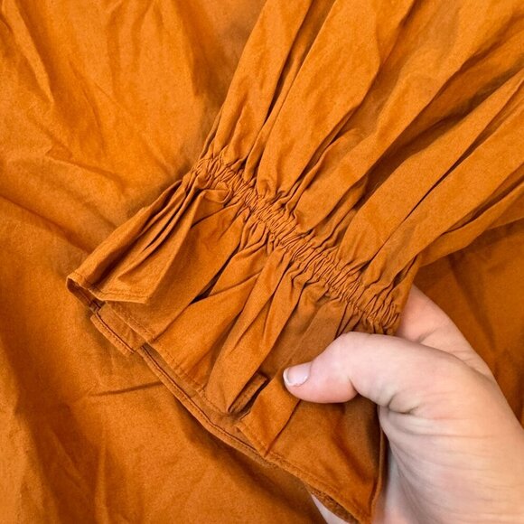 Happy Nature Orange Brown Square Neck Long Sleeve Blouse J28 - Picture 3 of 6